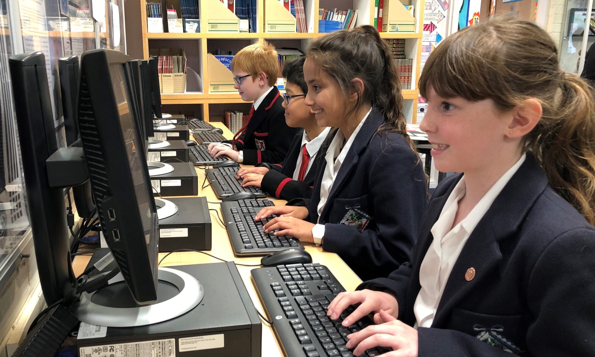 Students entering the AKZ Worldwide Touch Typing Tournament